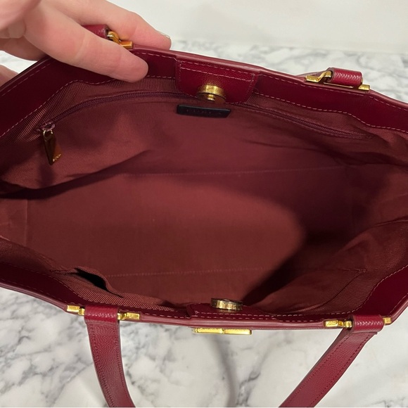 Furla Belvedere Leather Tote Shoulder Bag Red Structured Leather $378 - Picture 9 of 16